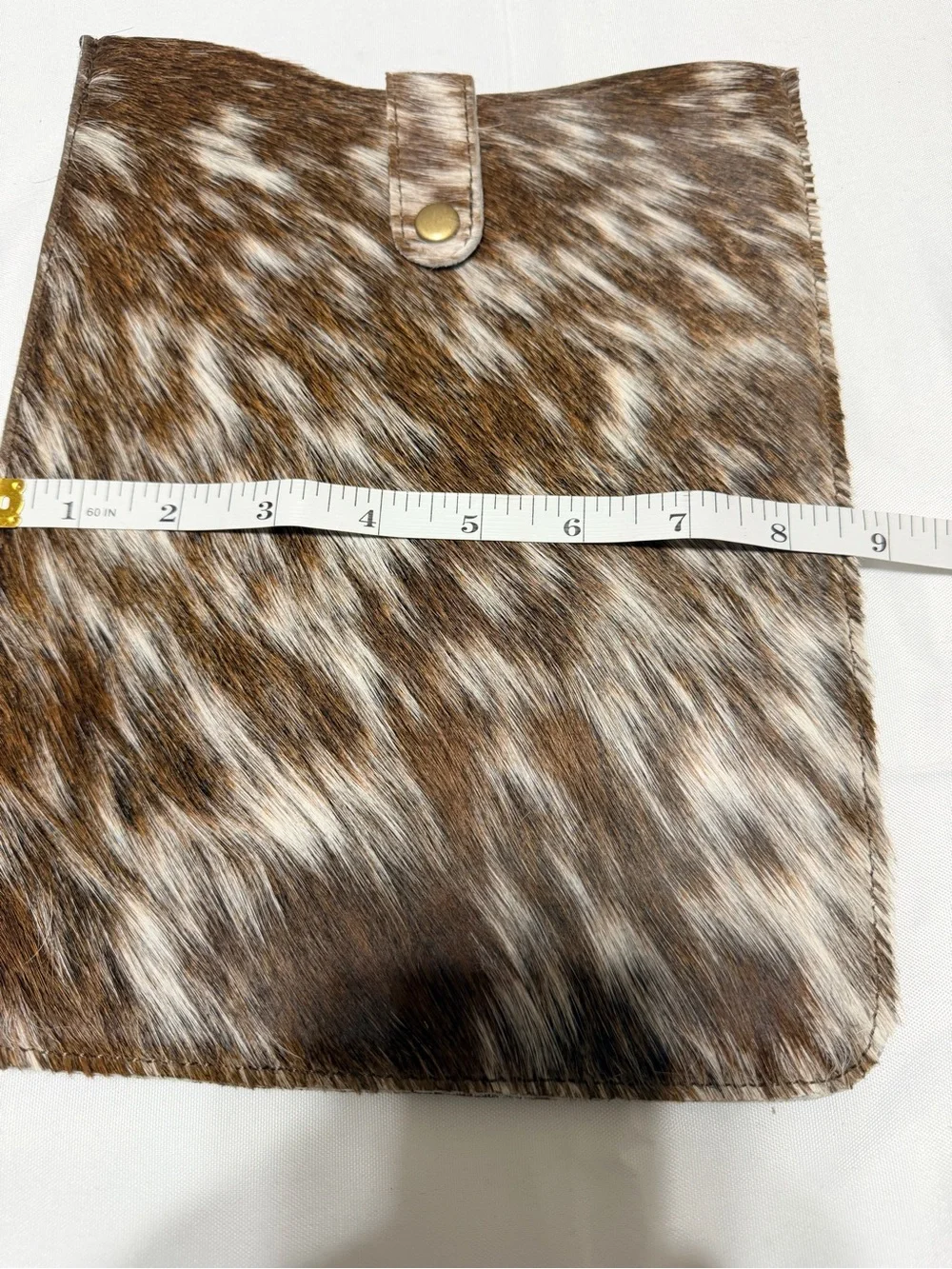 Leather Hair-On Hide Tablet Sleeve in Brown and White